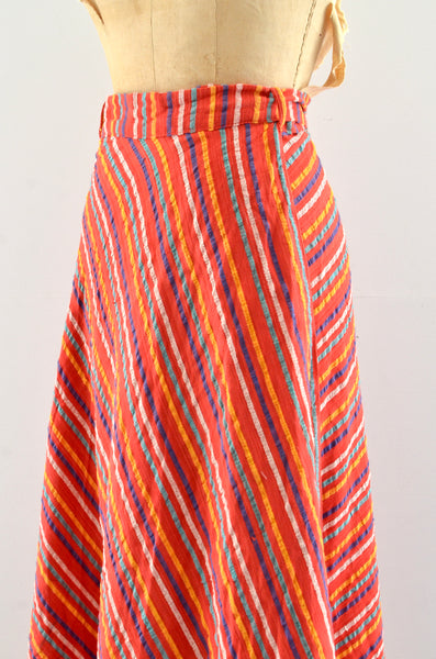 70's Seersucker Wrap Skirt