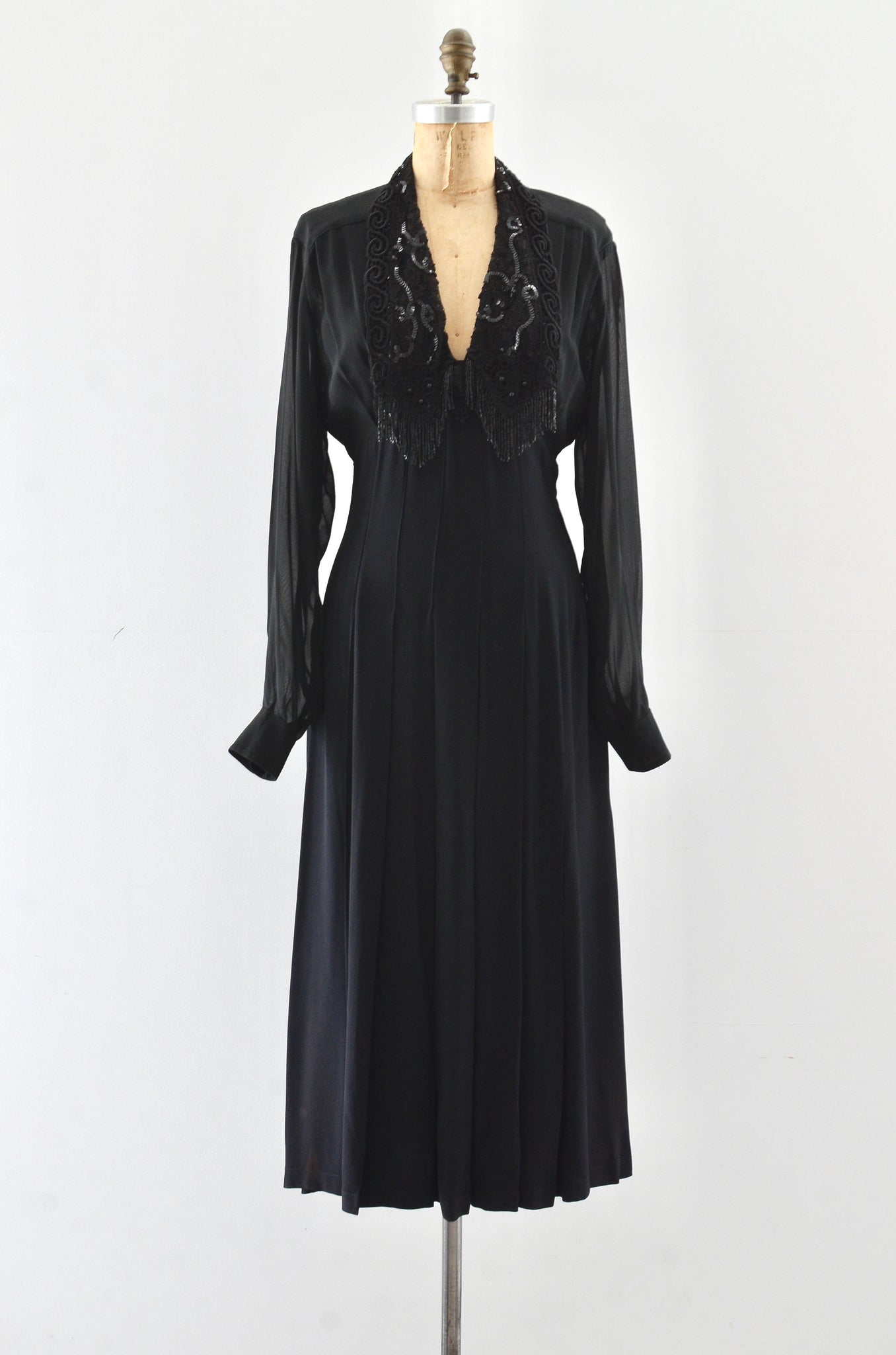 Vintage Vampy Noir Dress / S