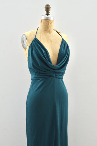 "Hera" 1970's Jewel Halter Dress