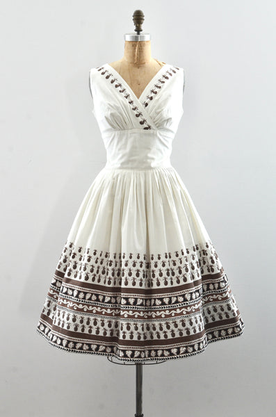 1950s 50's Pineapple Print Dress / small medium