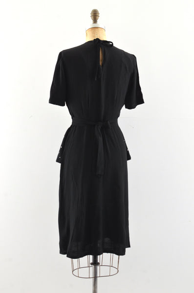 Vintage 1940's Studded Peplum Dress / S