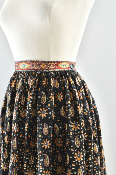 60's Block Printed Skirt / small medium