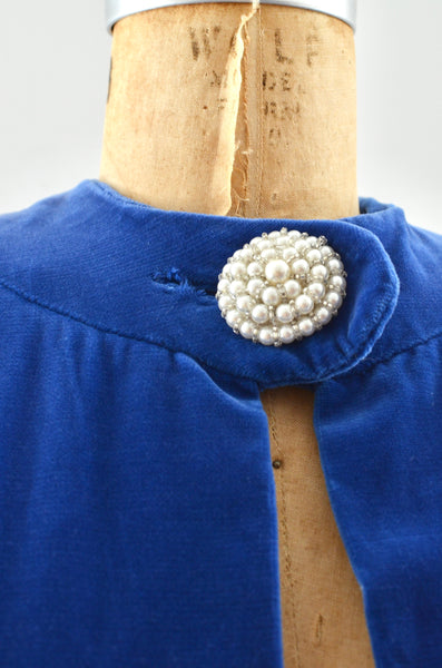 50's Blue Velvet Coat / XS