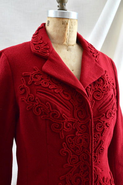 Vintage 1950's Soutache Red Jacket