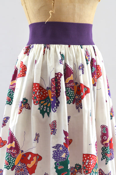 Vintage Butterfly Print Skirt
