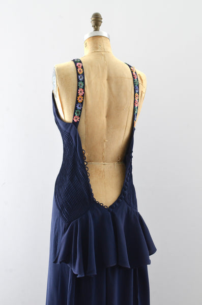 Vintage 1930's Navy Blue Dress