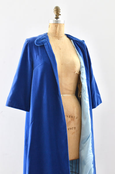 50's Blue Velvet Coat / XS