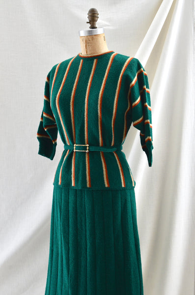 Vintage 1940's Forest Green Knit Set