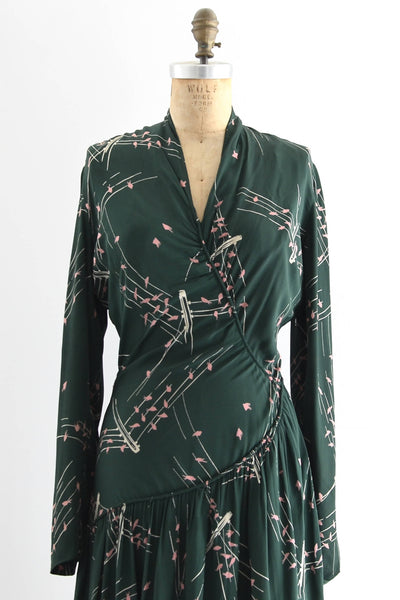 1940s Green Novelty Print Dress - Pickled Vintage