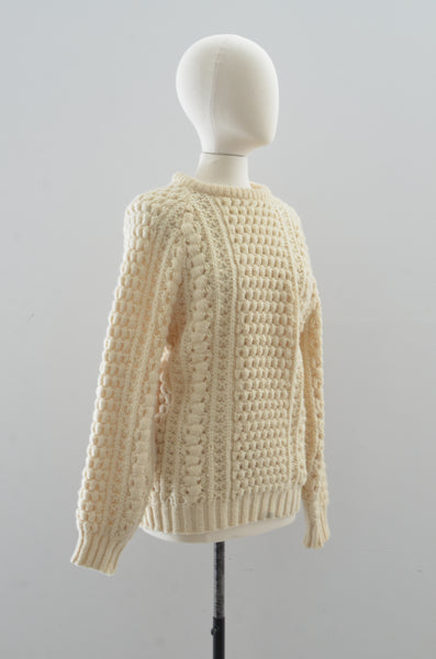 Handloomed Cable Knit Sweater / S M