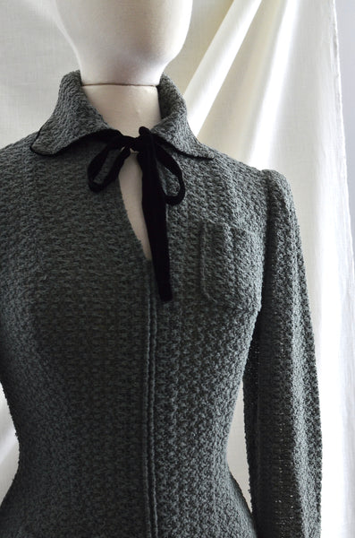 Vintage 1930's Misted Green Knit Dress