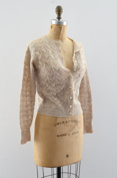 Vintage 60's Oat Pointelle Sweater / XS S