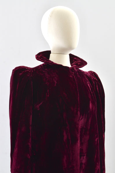 30's  Burgundy Velvet Jacket /  S