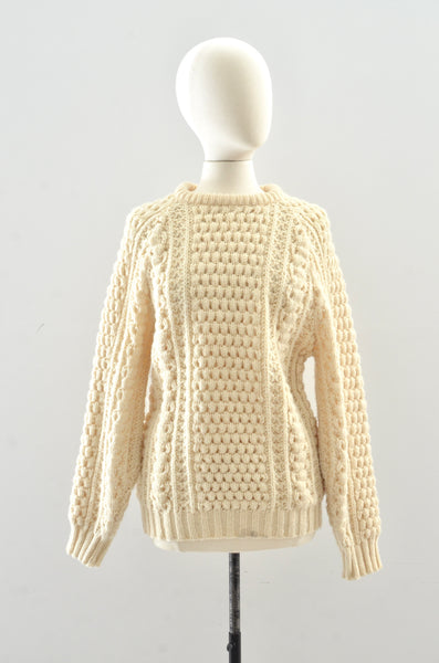 Handloomed Cable Knit Sweater / S M