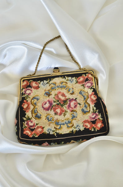 Vintage 1930's Petit Point Tapestry Mini Bag