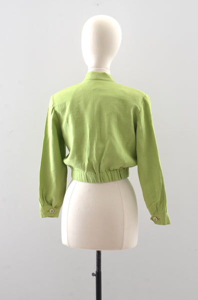 Vintage Cropped Chartreuse Jacket