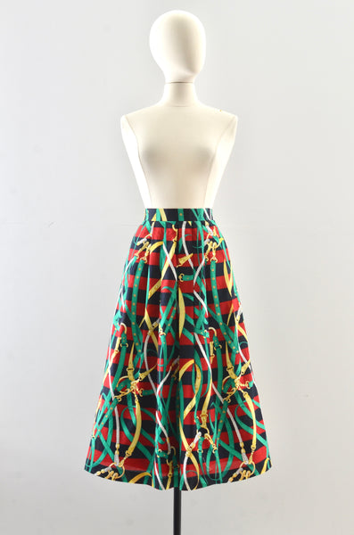 Vintage Burberrys "Archive" Cotton Midi Skirt
