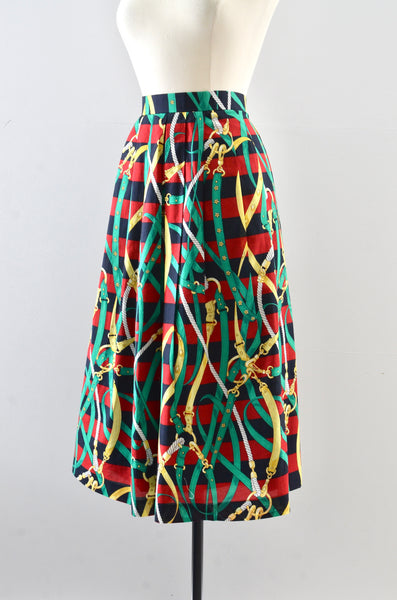 Vintage Burberrys "Archive" Cotton Midi Skirt