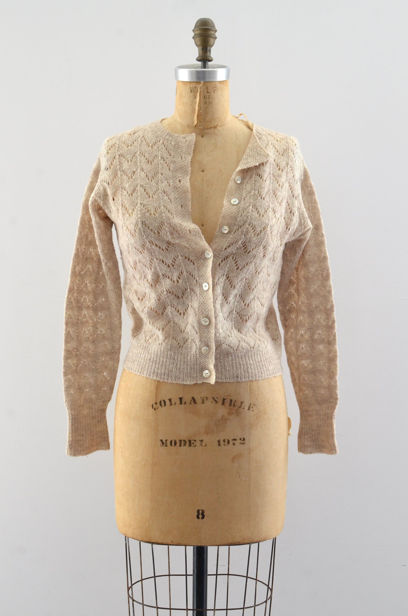 Vintage 60's Oat Pointelle Sweater / XS S