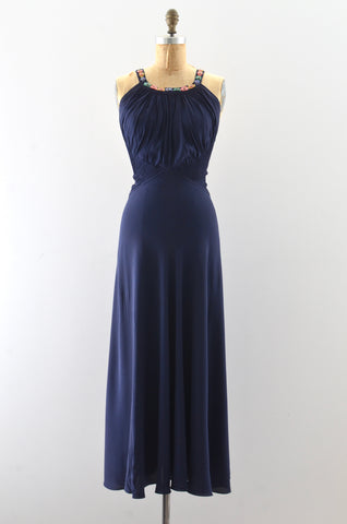 Vintage 1930's Navy Blue Dress