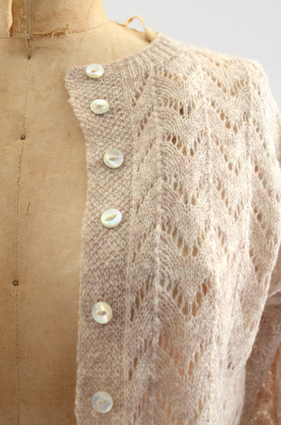 Vintage 60's Oat Pointelle Sweater / XS S