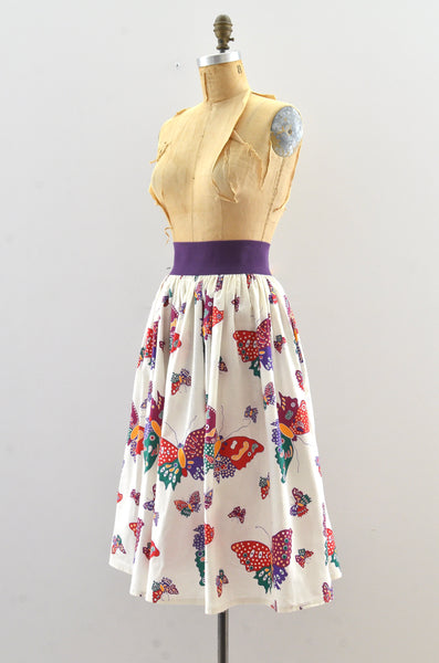 Vintage Butterfly Print Skirt