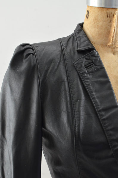 Vintage Cropped Leather Jacket / XS S
