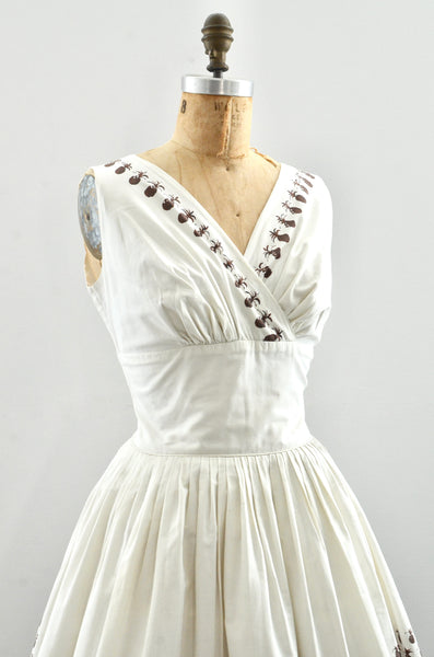 1950s 50's Pineapple Print Dress / small medium