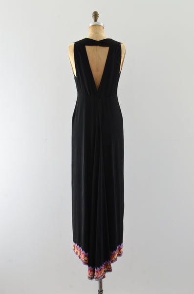 1930's Beaded Hem Rayon Party Dress / S