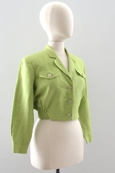Vintage Cropped Chartreuse Jacket