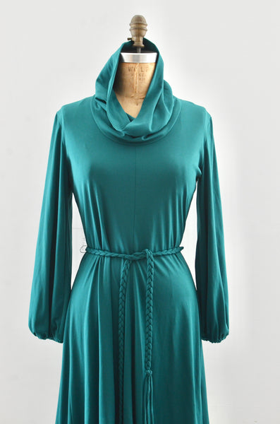 70's  Jewel Green Dress