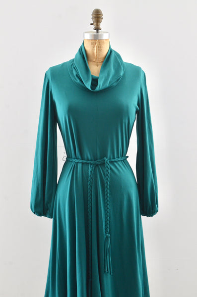 70's  Jewel Green Dress