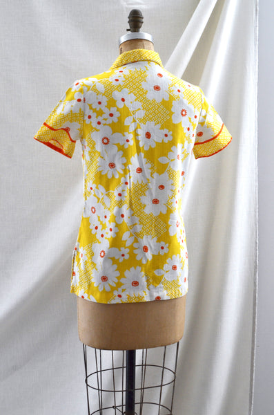 Vintage Yellow Floral Top