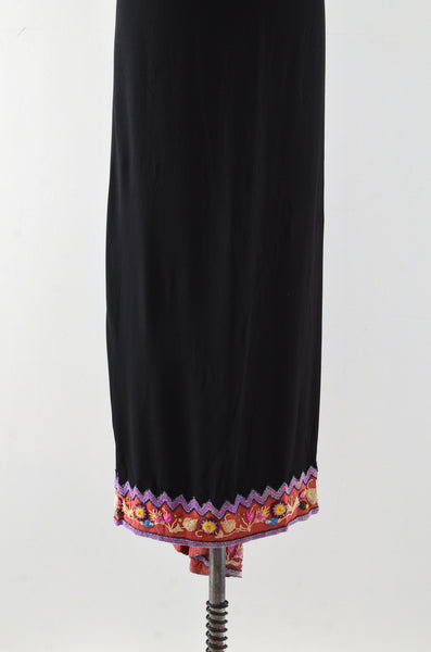 1930's Beaded Hem Rayon Party Dress / S