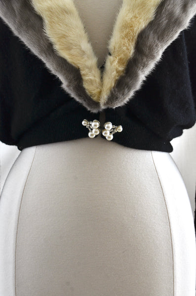 Vintage 1950's Fur Collar Cardigan