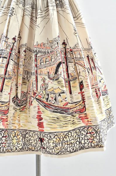 Vintage 1950's Saul Steinberg Venice Print Novelty Skirt / XS S