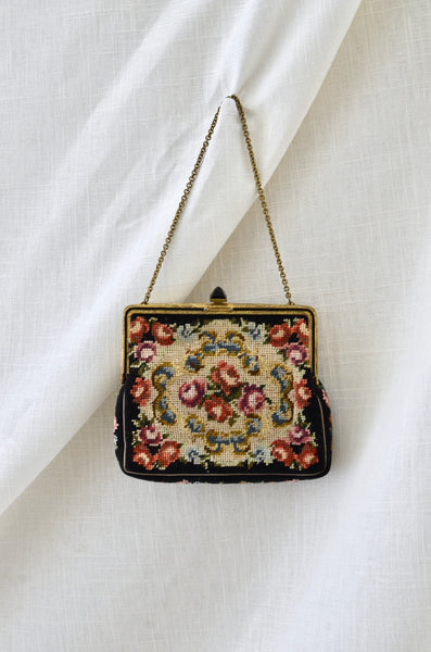 Vintage 1930's Petit Point Tapestry Mini Bag