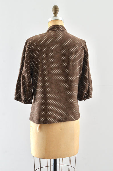 60's Polka Dot Blouse / S M