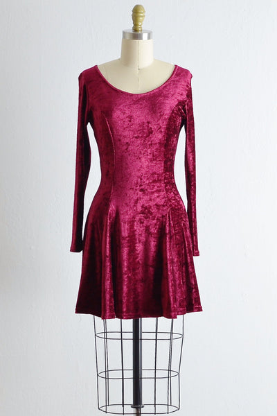 Vintage Cranberry Velvet Dress - Pickled Vintage