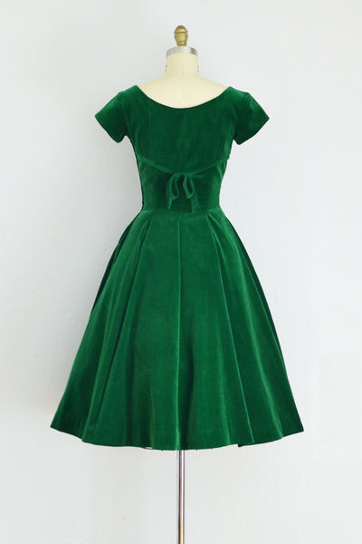 50s Green Velvet Dress - Pickled Vintage