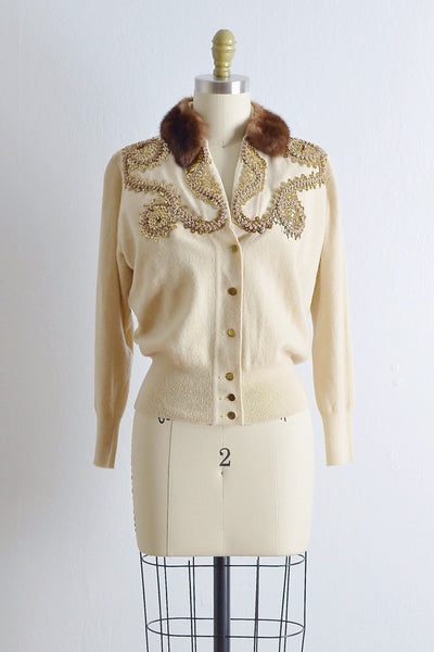 Vintage 1950s Cashmere Sweater Cardigan - Pickled Vintage