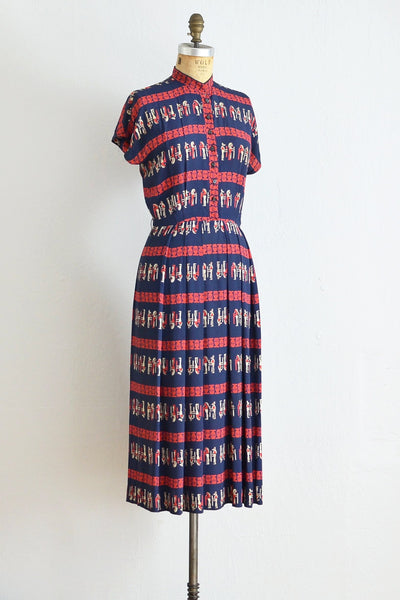 40s Egyptian Print Dress - Pickled Vintage