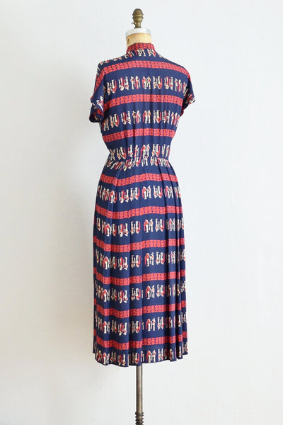 40s Egyptian Print Dress - Pickled Vintage