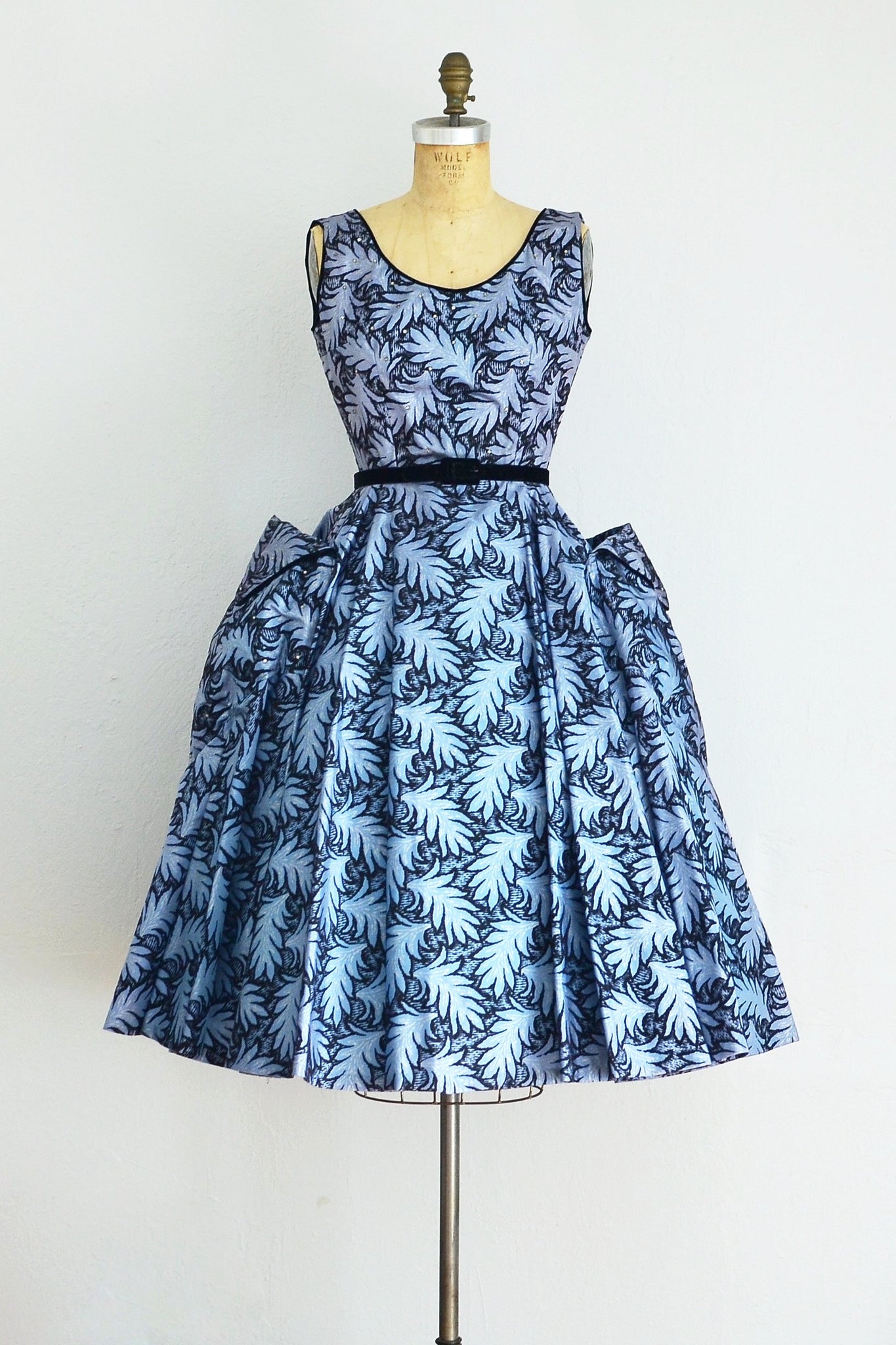50s Flocked Taffeta Dress - Pickled Vintage