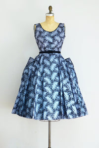 50s Flocked Taffeta Dress - Pickled Vintage