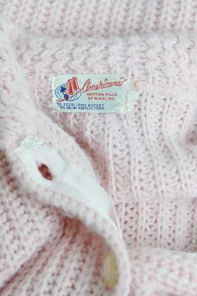 1950s Pink Woven Cardigan Sweater - Pickled Vintage