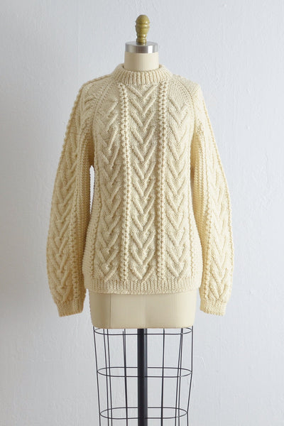Vintage Hand Knit Aran Cable Sweater - Pickled Vintage