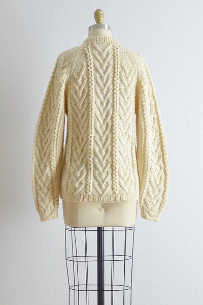Vintage Hand Knit Aran Cable Sweater - Pickled Vintage