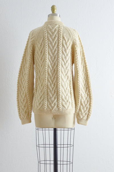 Vintage Hand Knit Aran Cable Sweater - Pickled Vintage