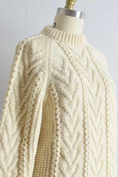 Vintage Hand Knit Aran Cable Sweater - Pickled Vintage